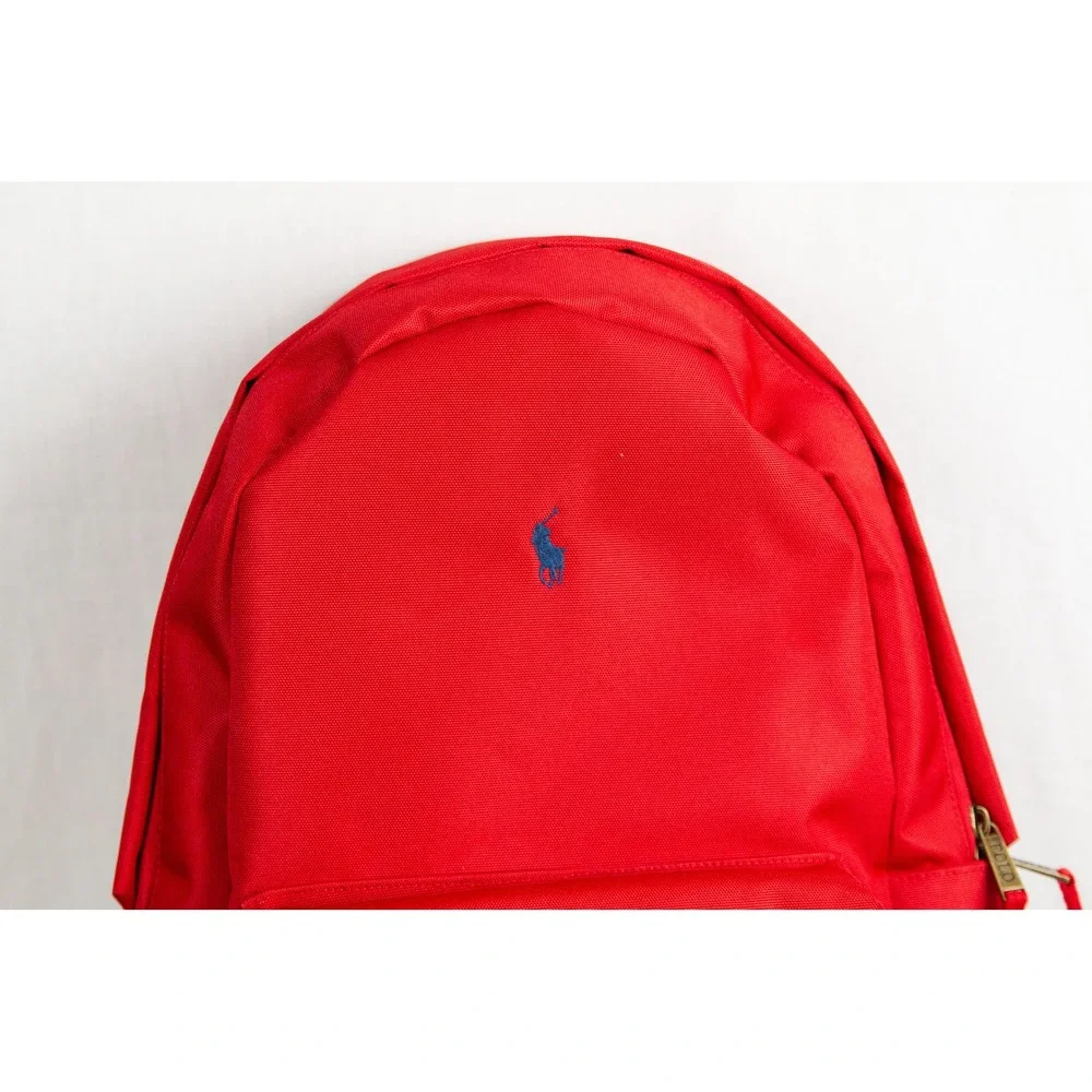 Polo Ralph Lauren Red Canvas Backpack Blue Pony Logo School Bag 9AR151-R2Z NWT